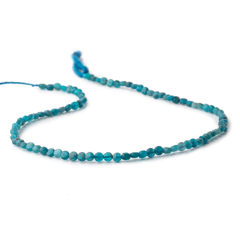 4mm Apatite Checkerboard Faceted Calibrated Coin Beads 12.25 inch 85 pieces (ONLINE ORDER ONLY)