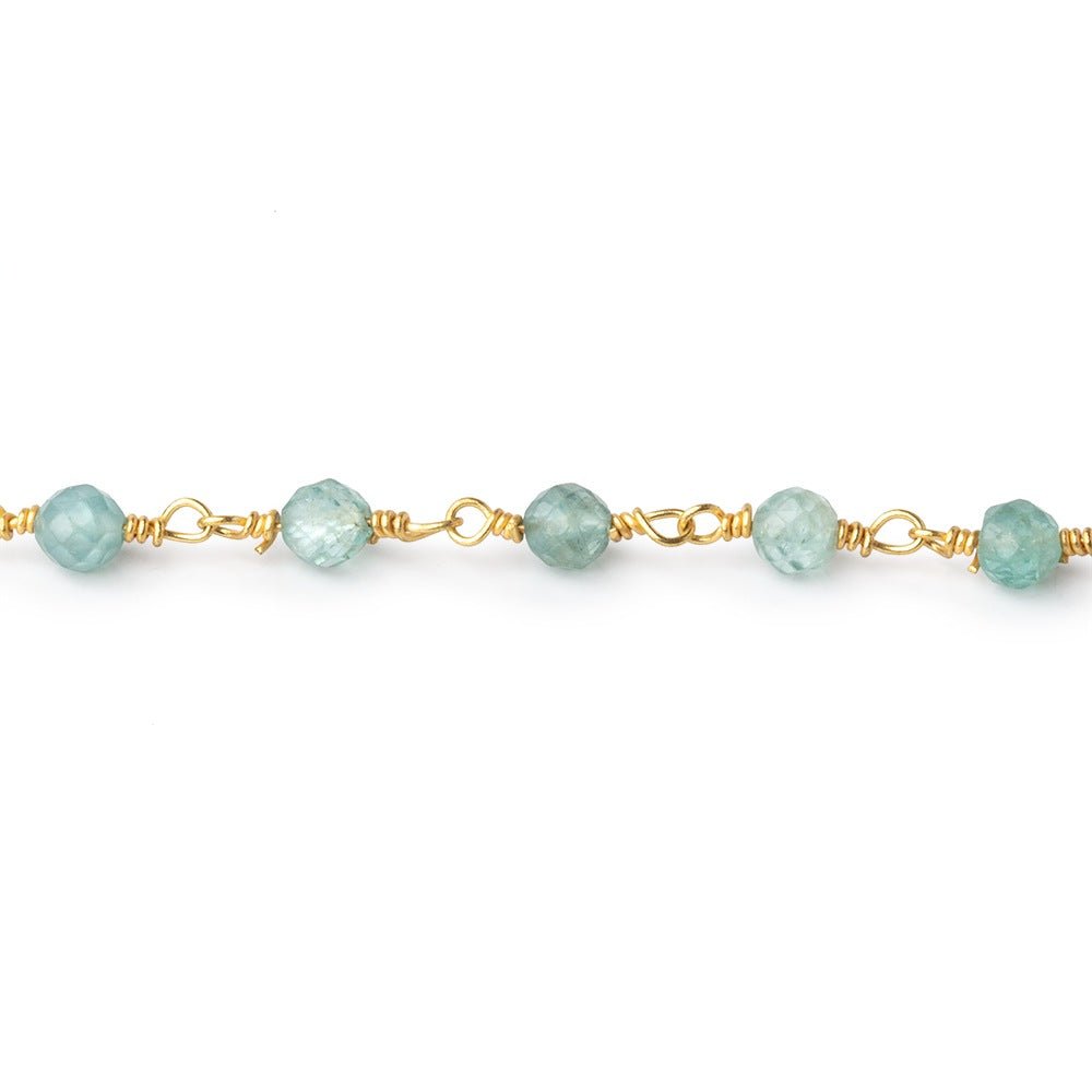4mm Apatite Micro Faceted Rounds on Gold Plated Chain (ONLINE ORDER ONLY)