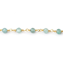 4mm Apatite Micro Faceted Rounds on Gold Plated Chain (ONLINE ORDER ONLY)