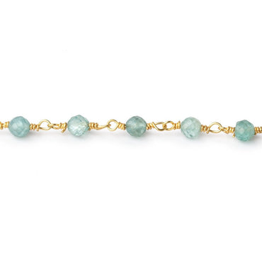 4mm Apatite Micro Faceted Rounds on Gold Plated Chain (ONLINE ORDER ONLY)