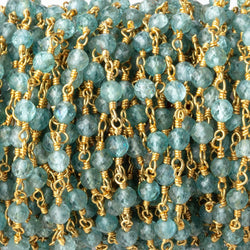 4mm Apatite Micro Faceted Rounds on Gold Plated Chain (ONLINE ORDER ONLY)