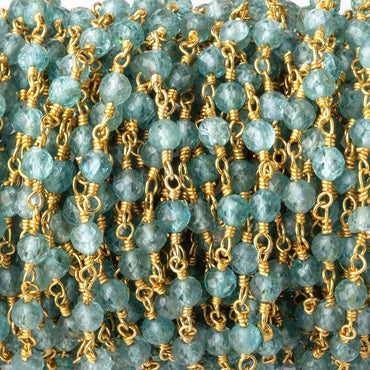 4mm Apatite Micro Faceted Rounds on Gold Plated Chain (ONLINE ORDER ONLY)