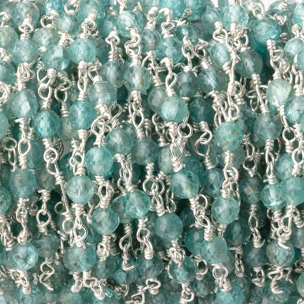 4mm Apatite Micro Faceted Rounds on Silver Plated Chain (ONLINE ORDER ONLY)