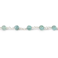 4mm Apatite Micro Faceted Rounds on Silver Plated Chain (ONLINE ORDER ONLY)