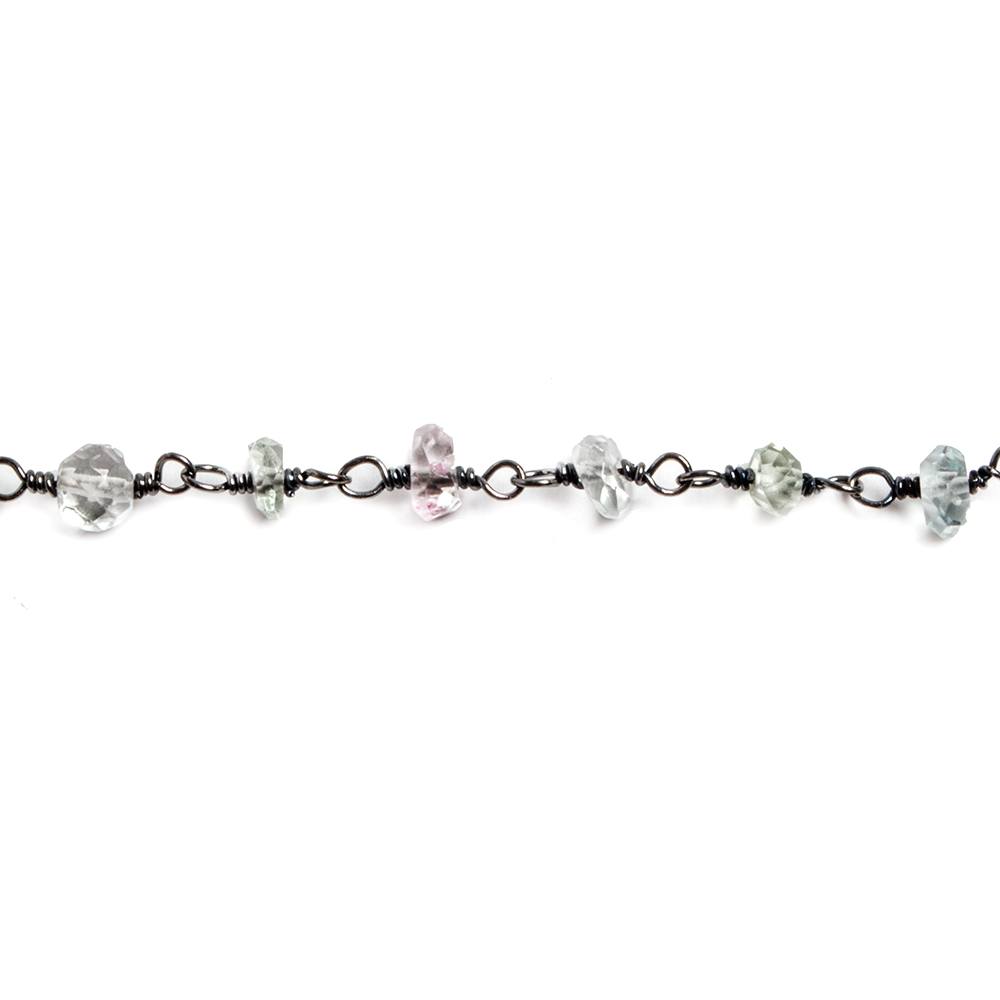 4mm Beryl faceted rondelle Black Gold plated .925 Silver Chain by the foot 42 pcs (ONLINE ORDER ONLY)