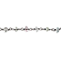 4mm Beryl faceted rondelle Black Gold plated .925 Silver Chain by the foot 42 pcs (ONLINE ORDER ONLY)