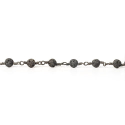 4mm Black Lava Rock Round Black Gold Chain by the foot 29 pieces (ONLINE ORDER ONLY)