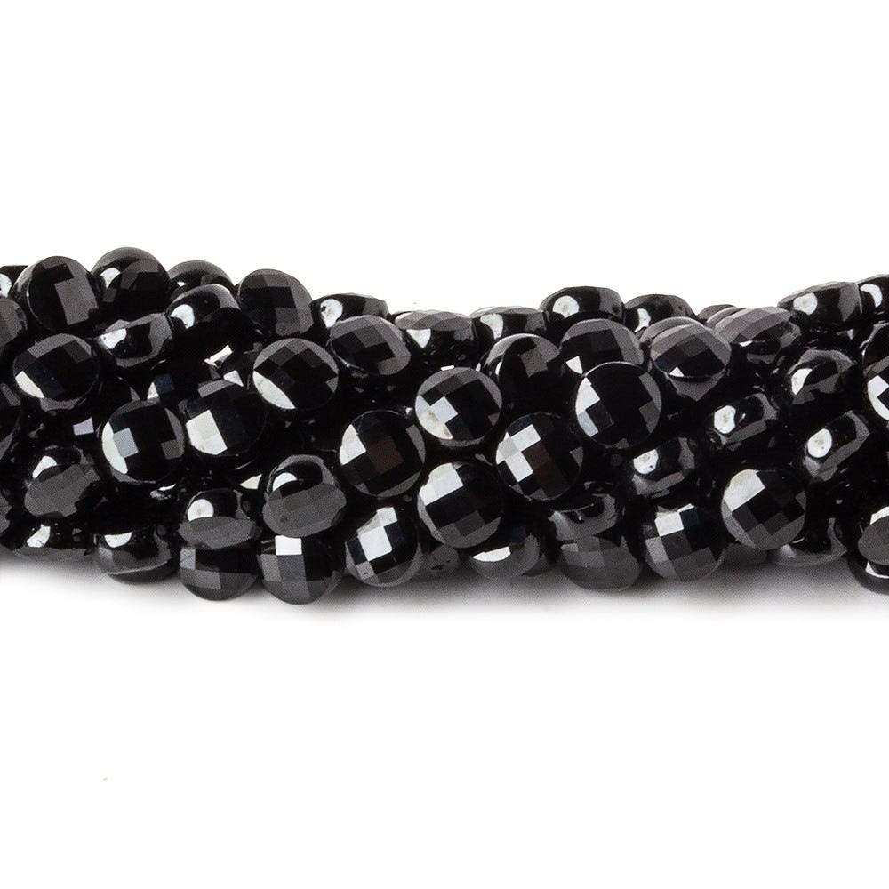 4mm Black Spinel checkerboard calibrated faceted coins 12.5 inch 85 beads AAA (ONLINE ORDER ONLY)