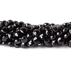 4mm Black Spinel checkerboard calibrated faceted coins 12.5 inch 85 beads AAA (ONLINE ORDER ONLY)
