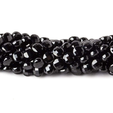 4mm Black Spinel checkerboard calibrated faceted coins 12.5 inch 85 beads AAA (ONLINE ORDER ONLY)