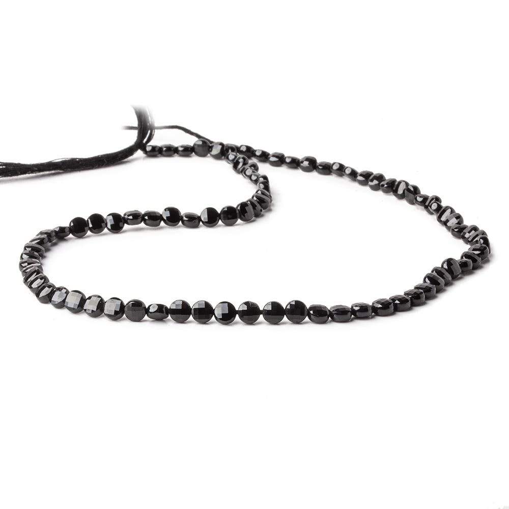 4mm Black Spinel checkerboard calibrated faceted coins 12.5 inch 85 beads AAA (ONLINE ORDER ONLY)