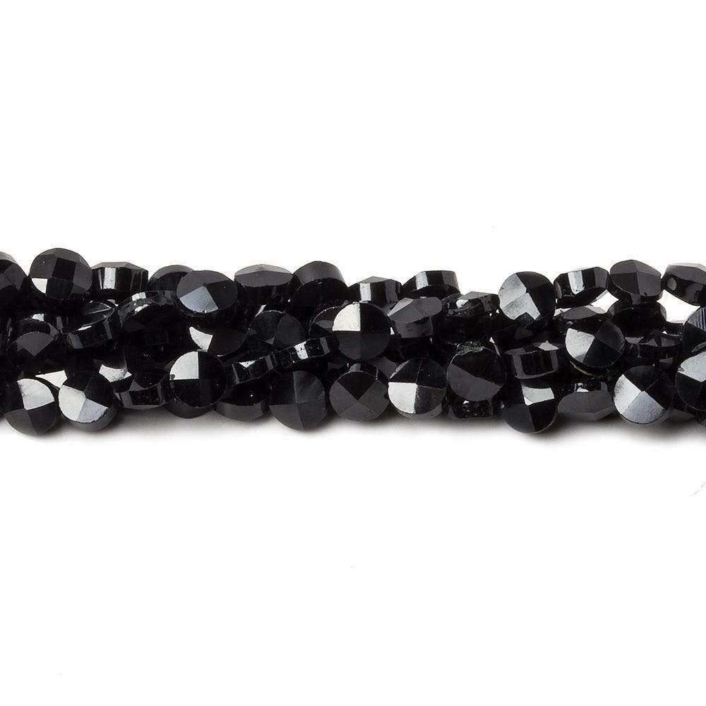 4mm Black Spinel faceted coin beads 14 inch 94 beads (ONLINE ORDER ONLY)