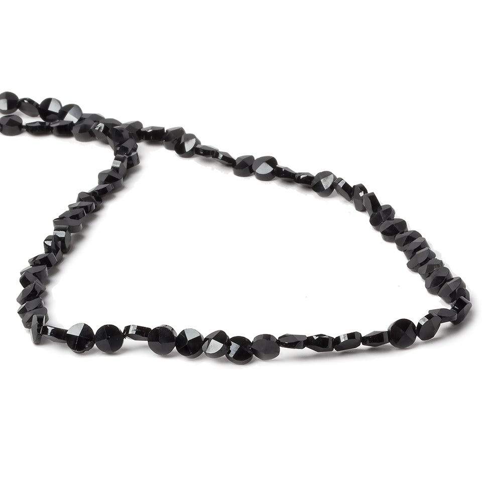 4mm Black Spinel faceted coin beads 14 inch 94 beads (ONLINE ORDER ONLY)