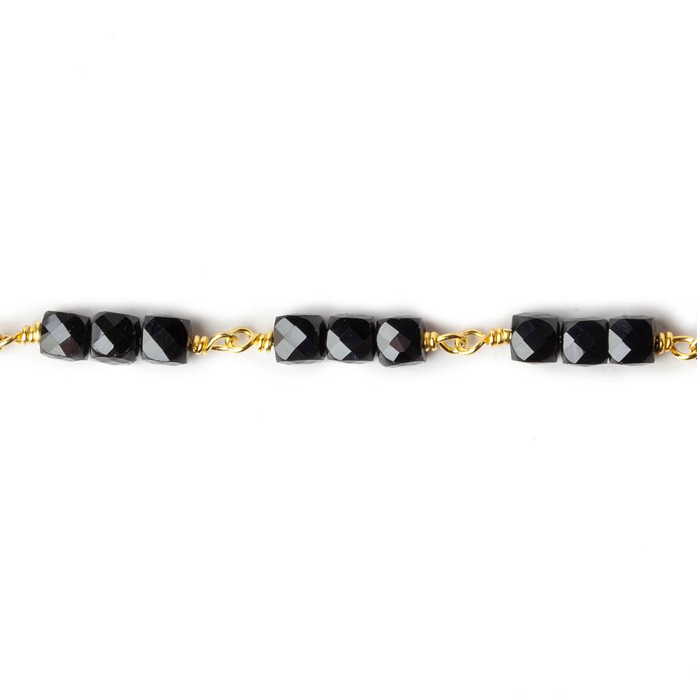 4mm Black Spinel micro faceted cube Vermeil Chain by the foot (ONLINE ORDER ONLY)