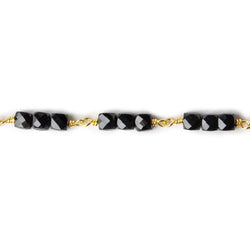 4mm Black Spinel micro faceted cube Vermeil Chain by the foot (ONLINE ORDER ONLY)
