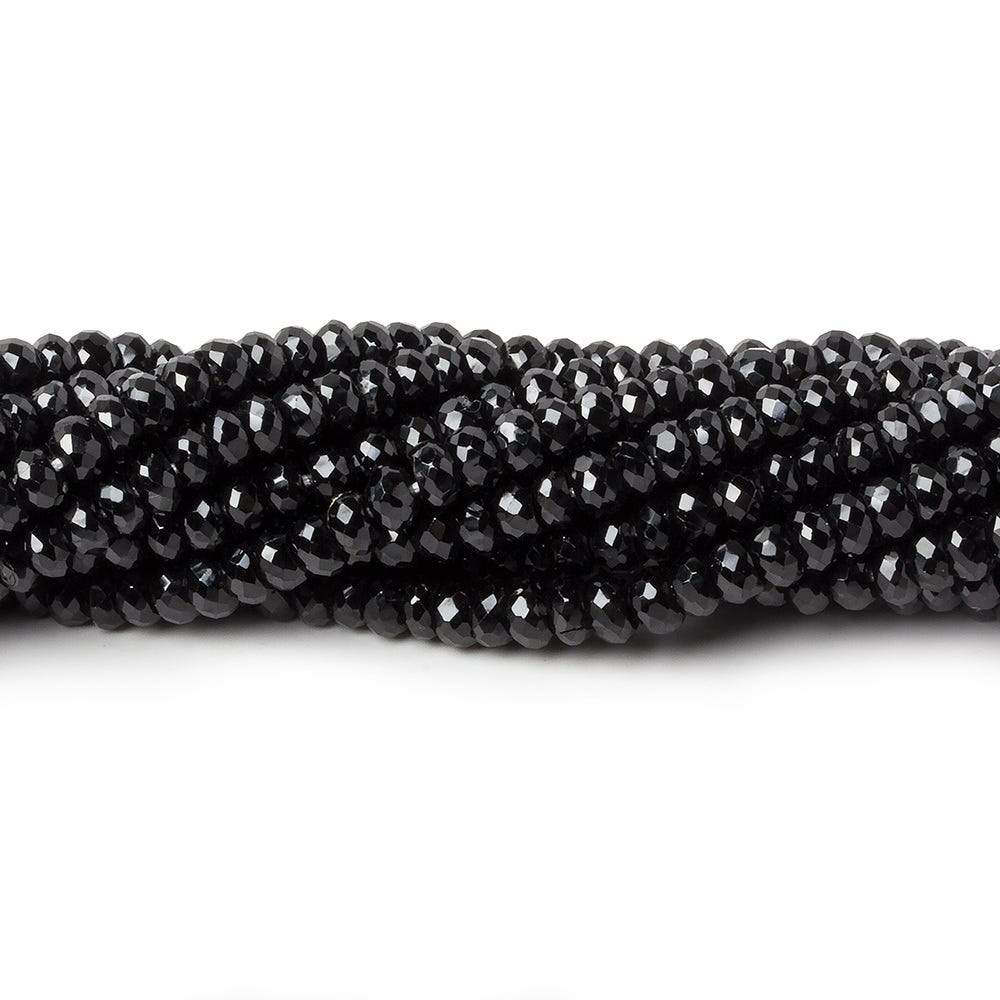 4mm Black Spinel faceted rondelles 1mm hole 14 inch 130 beads AAA (ONLINE ORDER ONLY)