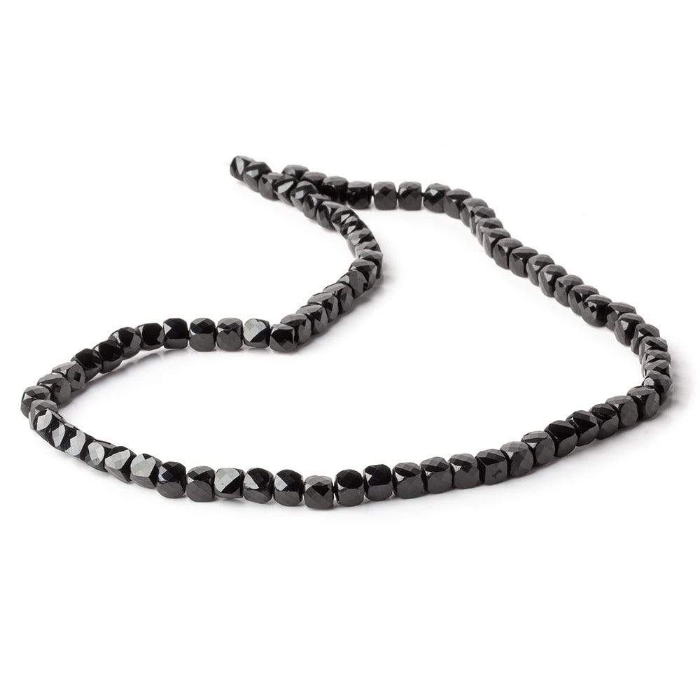 4mm Black Spinel micro faceted cubes 12 inch 80 beads (ONLINE ORDER ONLY)