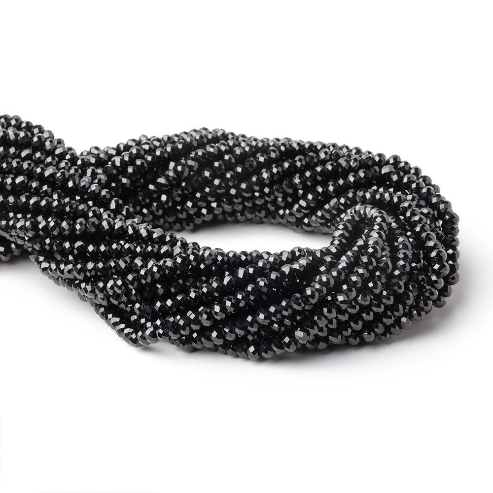 4mm Black Spinel Micro Faceted Rondelles 12.5 inch 110 Beads AAA (ONLINE ORDER ONLY)