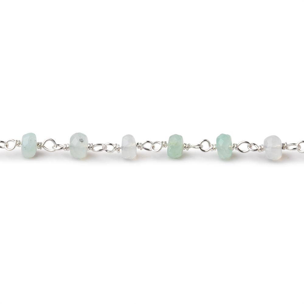 4mm Blue Peruvian Opal Faceted Rondelle Beads on Sterling Silver Chain (ONLINE ORDER ONLY)