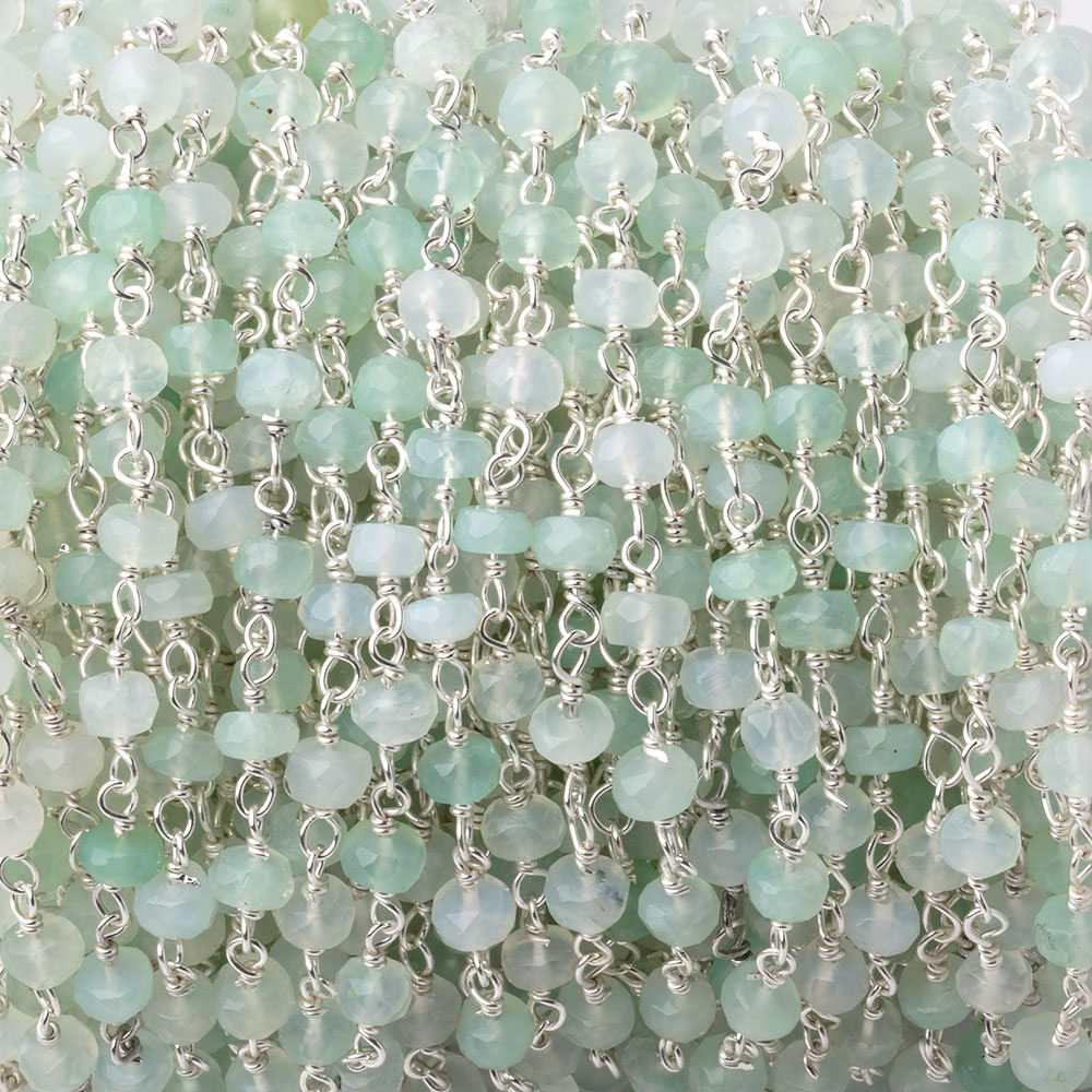 4mm Blue Peruvian Opal Faceted Rondelle Beads on Sterling Silver Chain (ONLINE ORDER ONLY)