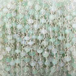 4mm Blue Peruvian Opal Faceted Rondelle Beads on Sterling Silver Chain (ONLINE ORDER ONLY)