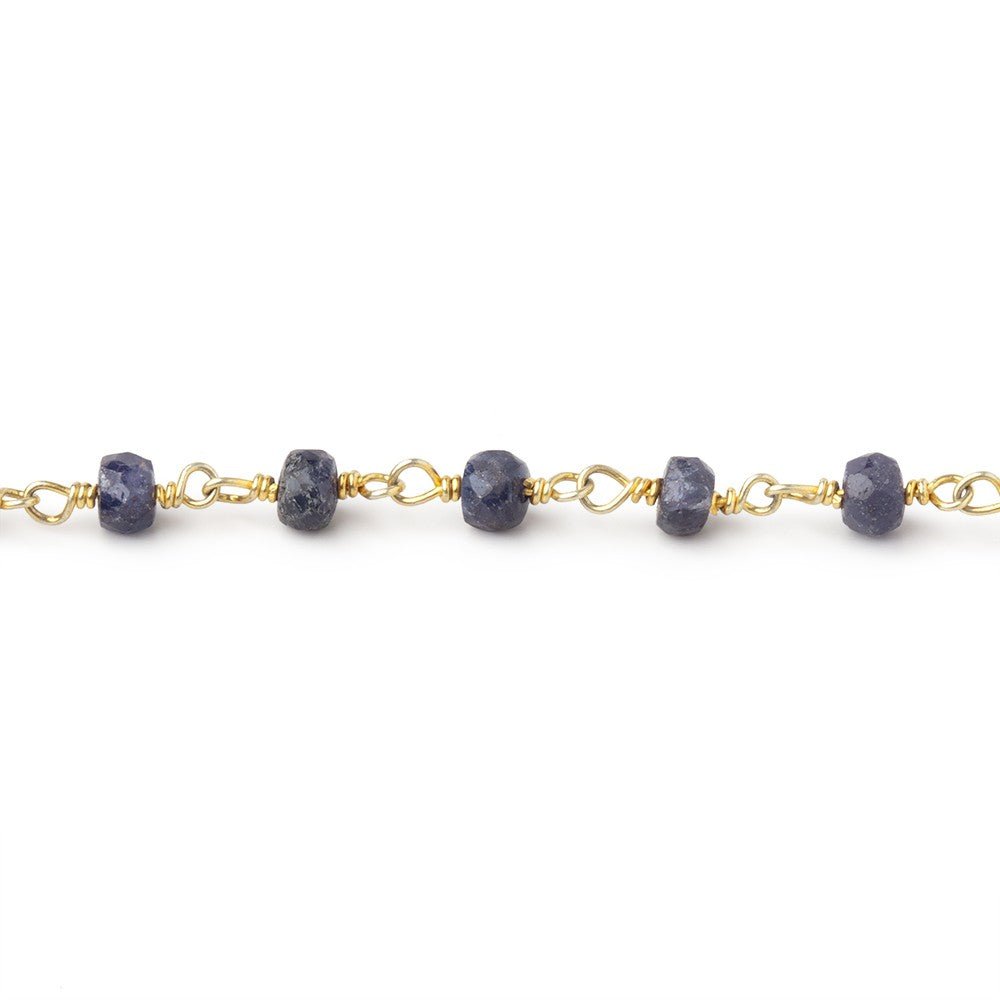 4mm Blue Sapphire Faceted Rondelle Beads on Vermeil Chain (ONLINE ORDER ONLY)