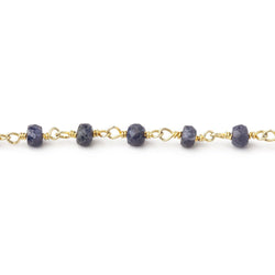 4mm Blue Sapphire Faceted Rondelle Beads on Vermeil Chain (ONLINE ORDER ONLY)