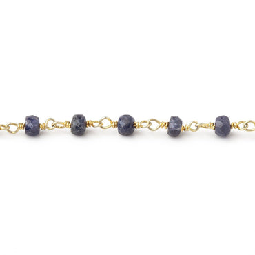 4mm Blue Sapphire Faceted Rondelle Beads on Vermeil Chain (ONLINE ORDER ONLY)