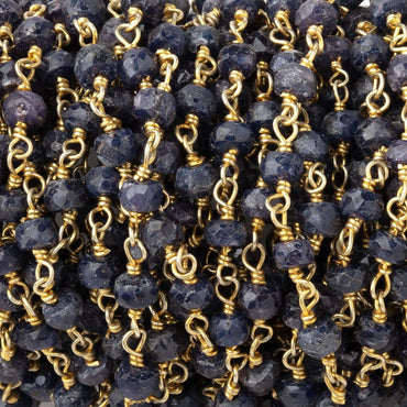 4mm Blue Sapphire Faceted Rondelle Beads on Vermeil Chain (ONLINE ORDER ONLY)