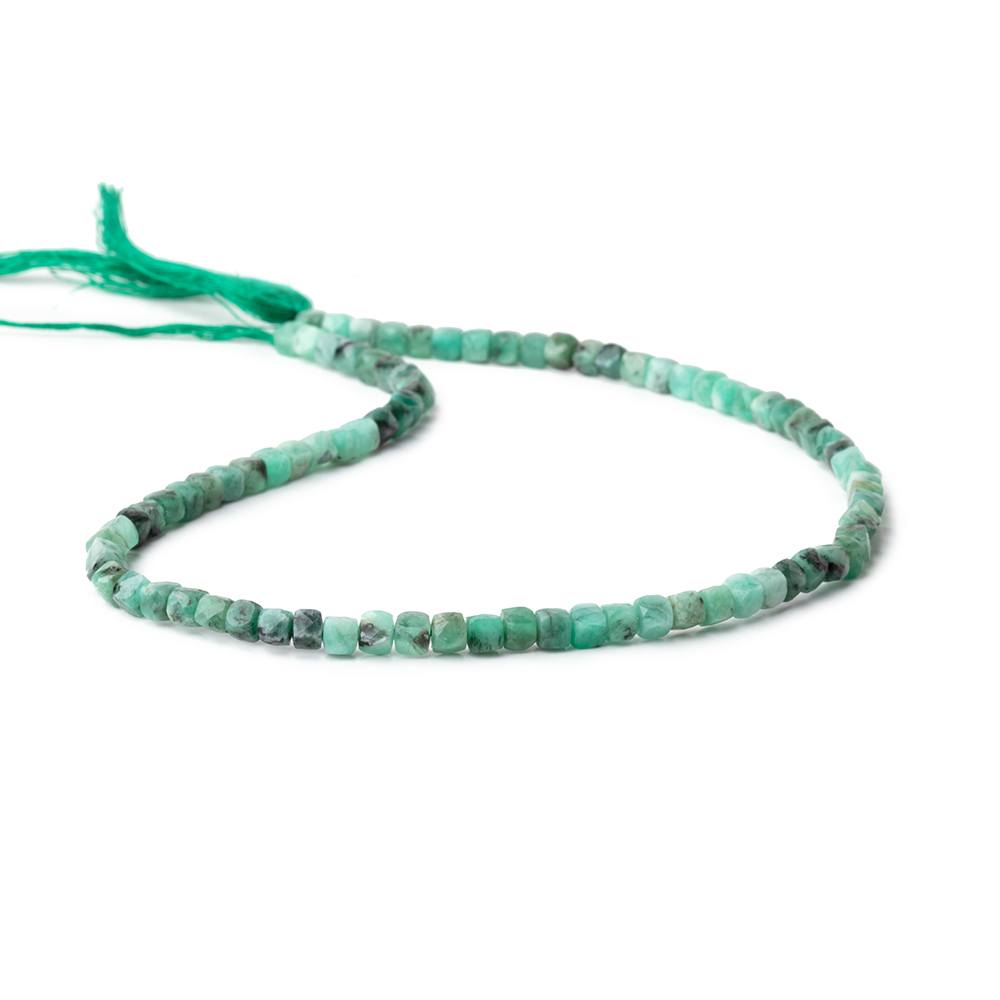 4mm Brazilian Emerald Micro Faceted Cube Beads 12.5 inch 84 pieces (ONLINE ORDER ONLY)