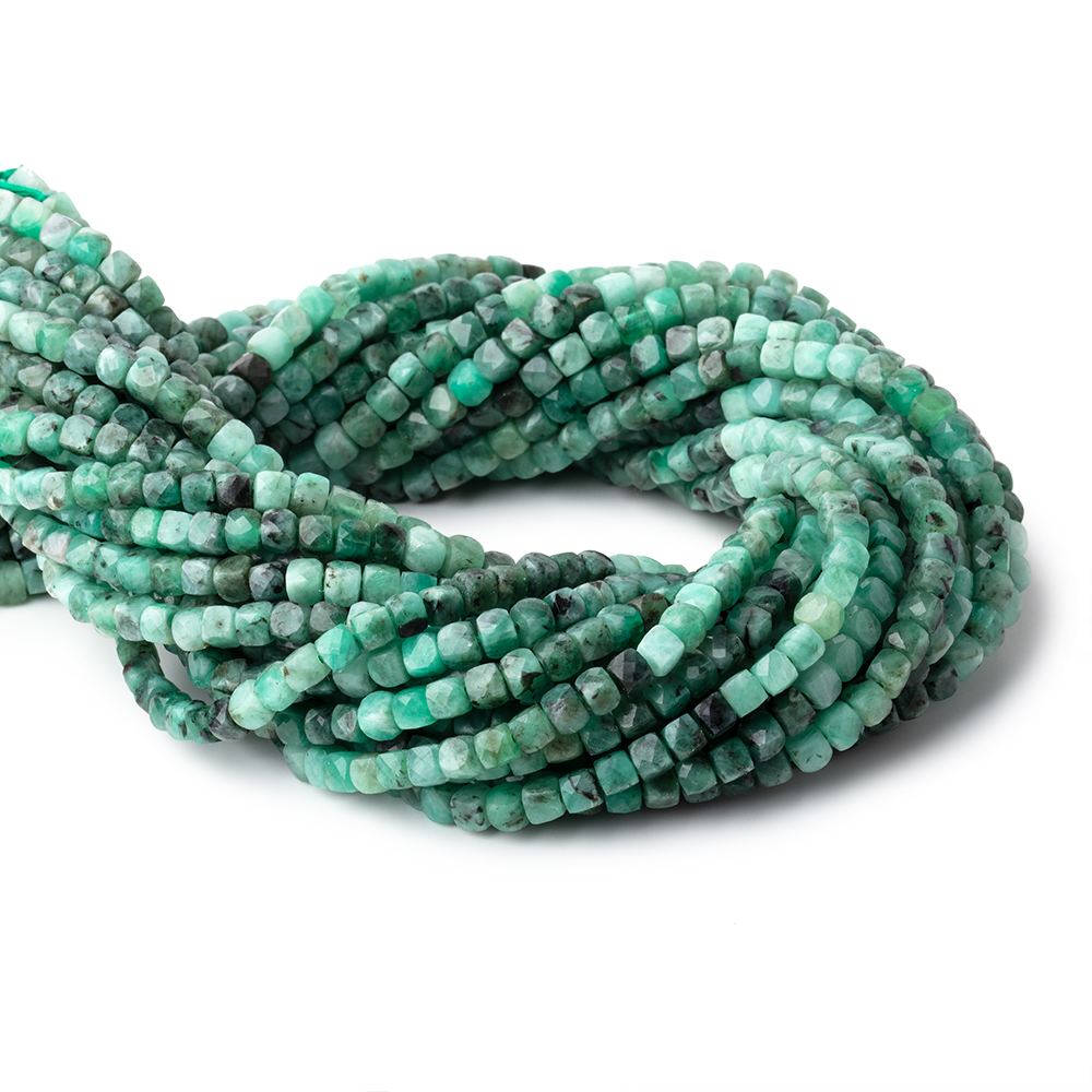 4mm Brazilian Emerald Micro Faceted Cube Beads 12.5 inch 84 pieces (ONLINE ORDER ONLY)