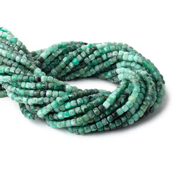 4mm Brazilian Emerald Micro Faceted Cube Beads 12.5 inch 84 pieces (ONLINE ORDER ONLY)