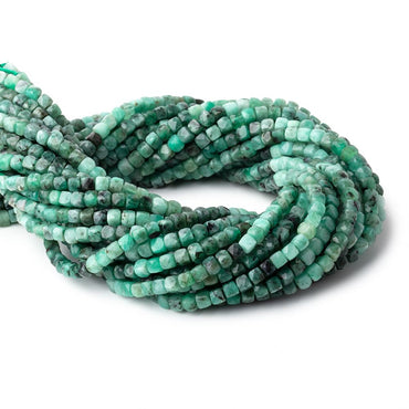 4mm Brazilian Emerald Micro Faceted Cube Beads 12.5 inch 84 pieces (ONLINE ORDER ONLY)