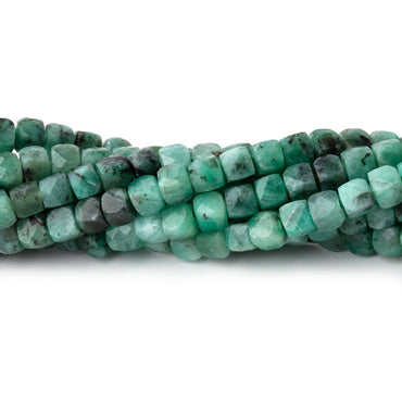 4mm Brazilian Emerald Micro Faceted Cube Beads 12.5 inch 84 pieces (ONLINE ORDER ONLY)