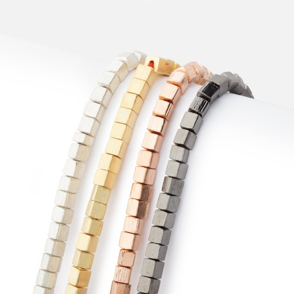 4mm Brushed Cube Beads (ONLINE ORDER ONLY)