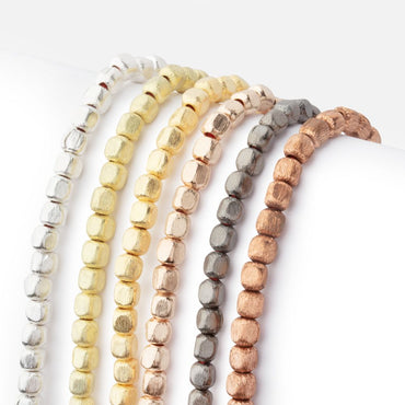 4mm Brushed Cube Beads with Rounded Corners (ONLINE ORDER ONLY)