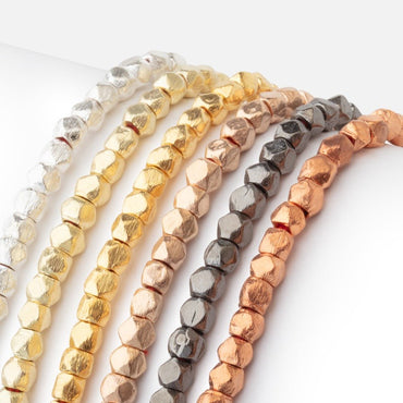 4mm Brushed Hand Cut Nugget Beads 8 inch 47 pieces (ONLINE ORDER ONLY)