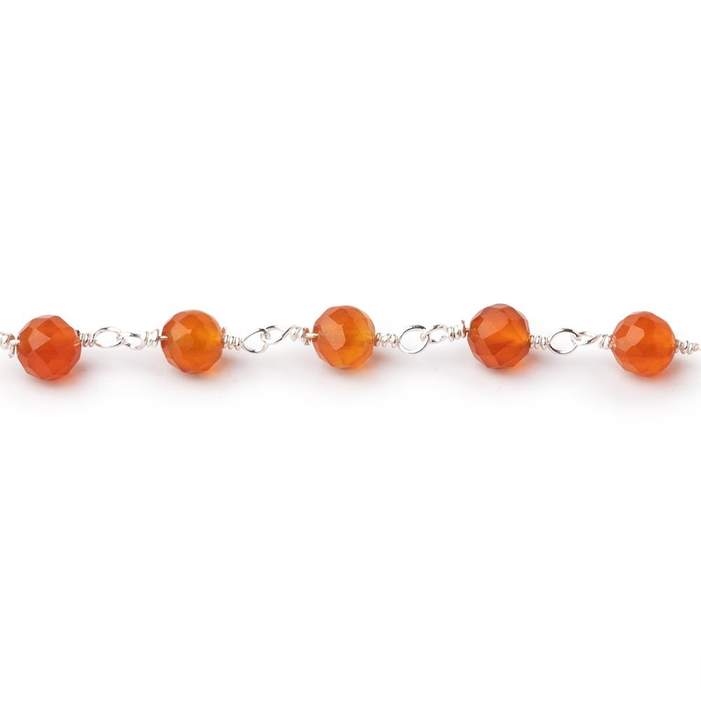 4mm Carnelian Micro Faceted Rounds on Silver Plated Chain (ONLINE ORDER ONLY)