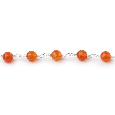 4mm Carnelian Micro Faceted Rounds on Silver Plated Chain (ONLINE ORDER ONLY)