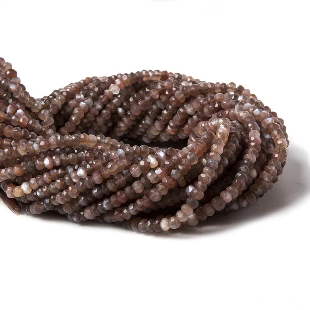 4mm Chocolate Moonstone faceted rondelle beads 13 inch 115 pieces AA Grade (ONLINE ORDER ONLY)
