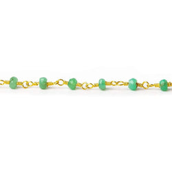 4mm Chrysoprase faceted rondelle Gold plated Rosary Chain by the foot (ONLINE ORDER ONLY)