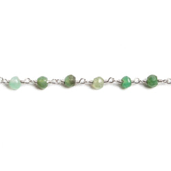 4mm Chrysoprase faceted rondelle Silver Chain by the foot 34 pieces (ONLINE ORDER ONLY)