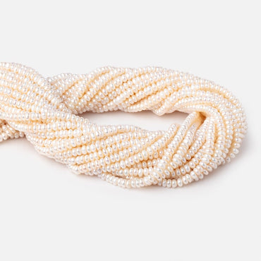 4mm Cream Center Drilled Button Freshwater Pearls 15 inch 140 pieces AA (ONLINE ORDER ONLY)