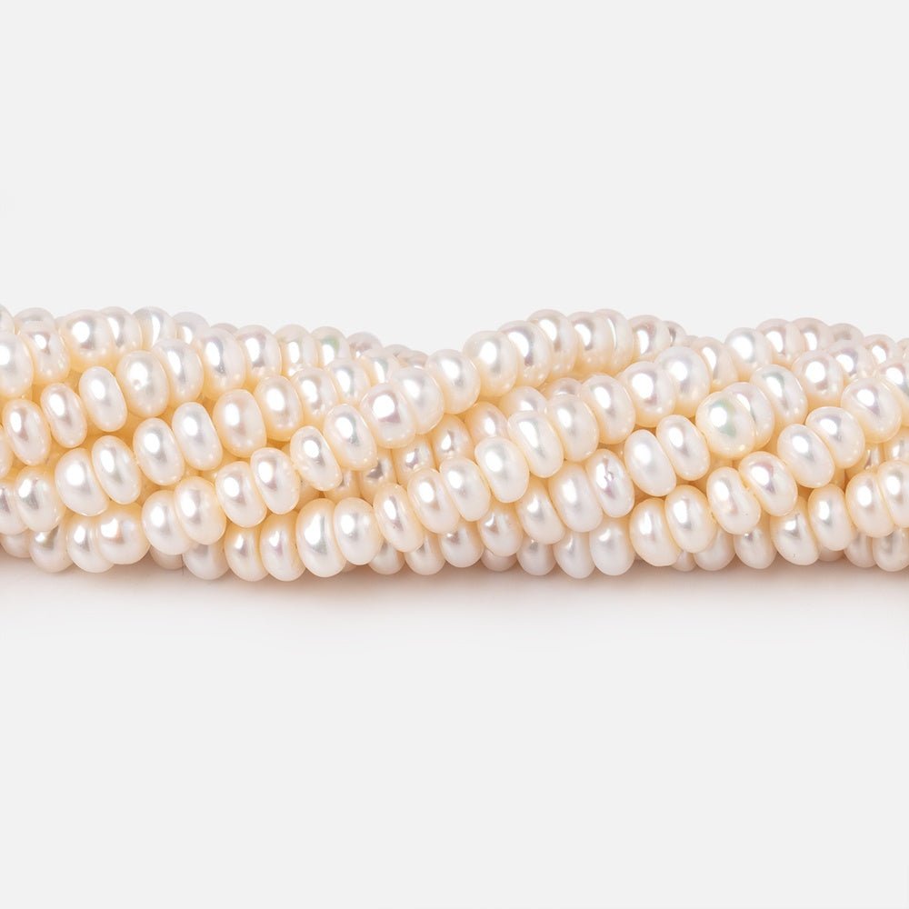 4mm Cream Center Drilled Button Freshwater Pearls 15 inch 140 pieces AA (ONLINE ORDER ONLY)