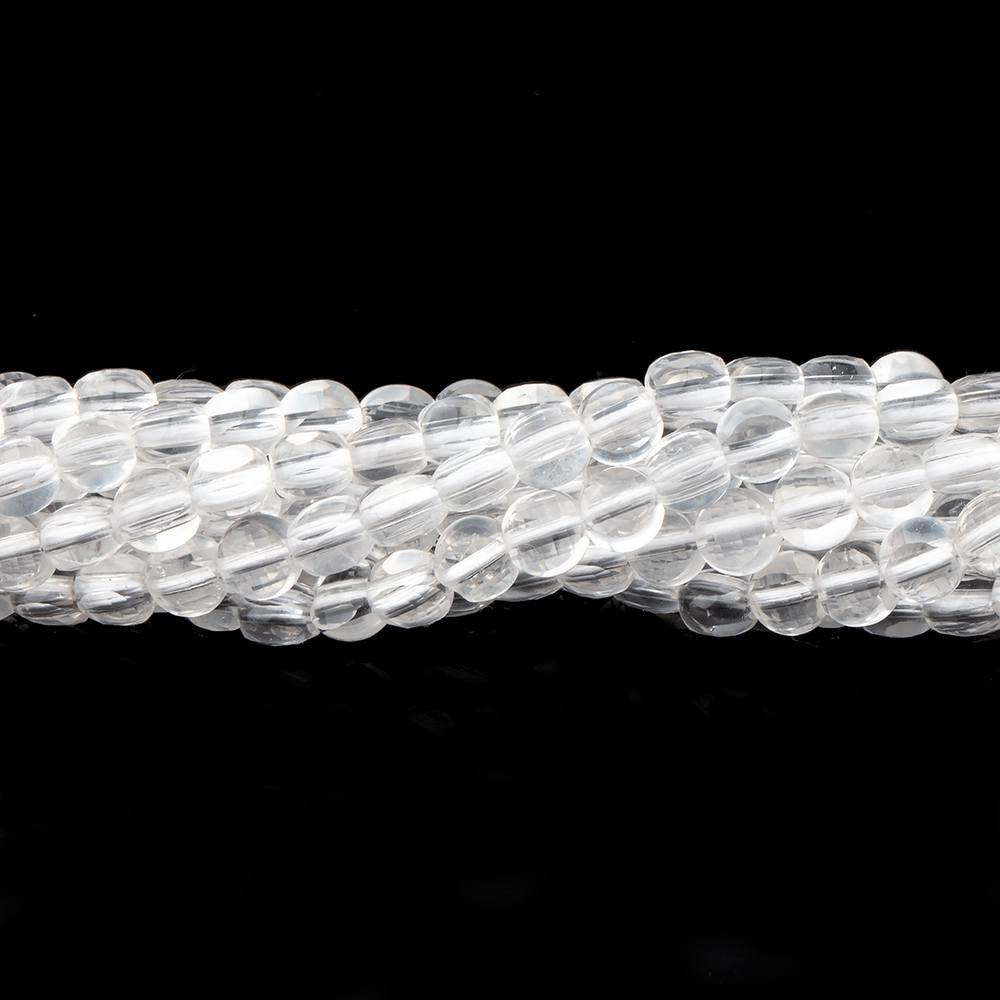 4mm Crystal Quartz checkerboard calibrated faceted coins 12.5 inch 78 beads AAA (ONLINE ORDER ONLY)