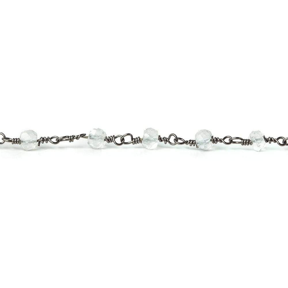 4mm Crystal Quartz rondelle Black Gold plated Chain sold by the foot 34 pieces (ONLINE ORDER ONLY)