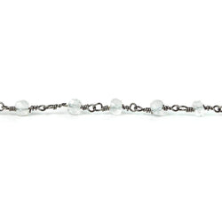 4mm Crystal Quartz rondelle Black Gold plated Chain sold by the foot 34 pieces (ONLINE ORDER ONLY)