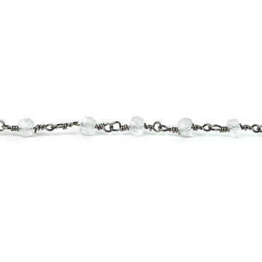 4mm Crystal Quartz rondelle Black Gold plated Chain sold by the foot 34 pieces (ONLINE ORDER ONLY)