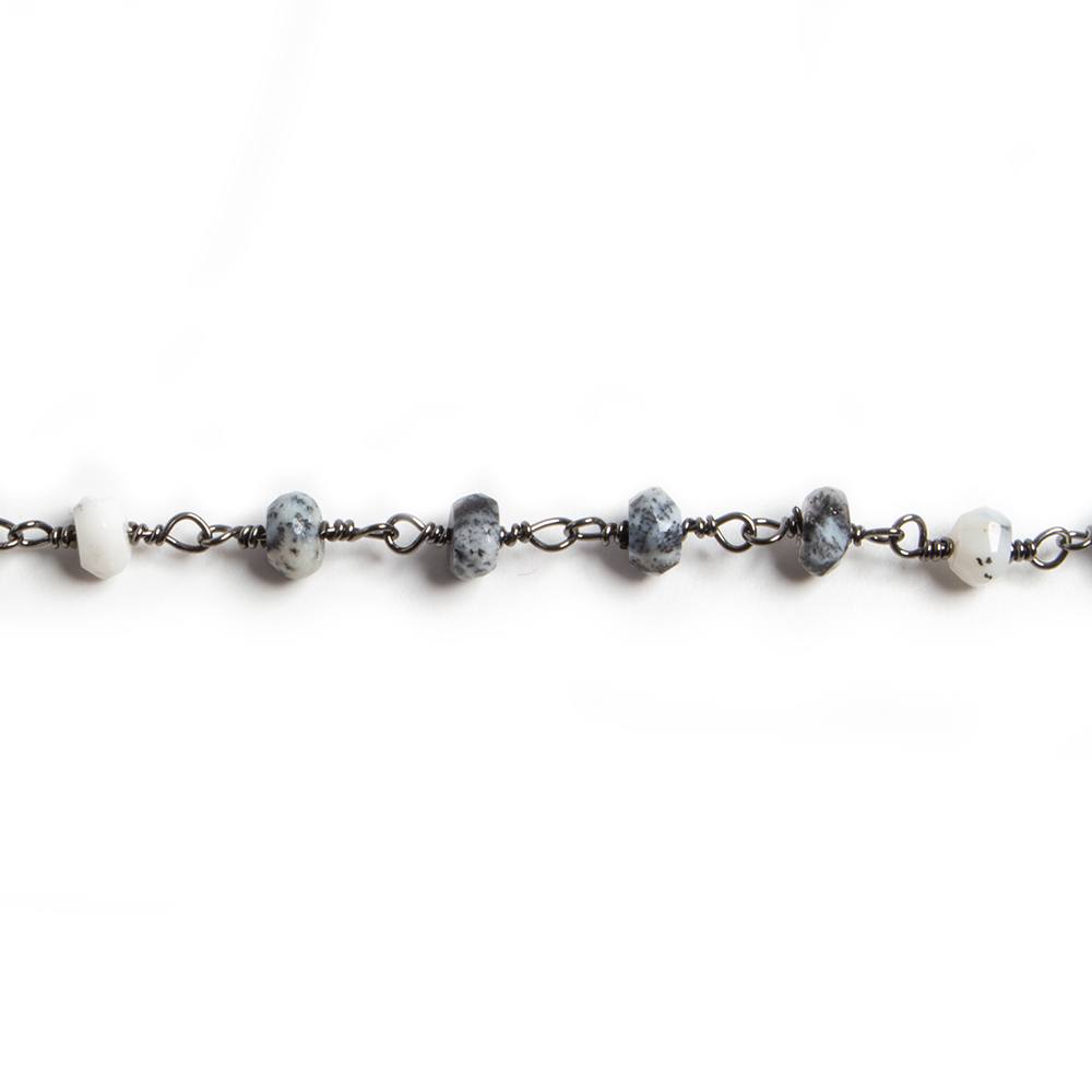 4mm Dendritic Opal faceted rondelle Black Gold Chain by the foot 34 pieces (ONLINE ORDER ONLY)