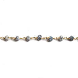 4mm Dendritic Opal faceted rondelle Gold Chain by the foot 34 pieces (ONLINE ORDER ONLY)